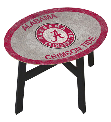NCAA fan gear Alabama Crimson Tide color logo wood side table from Sports Fanz