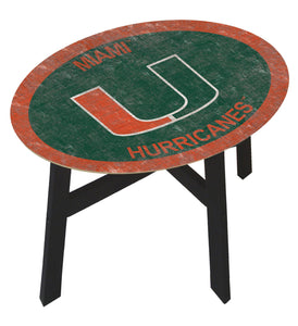 Miami Hurricanes Color Logo Wood Side Table