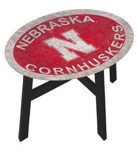 Nebraska Cornhuskers Color Logo Wood Side Table