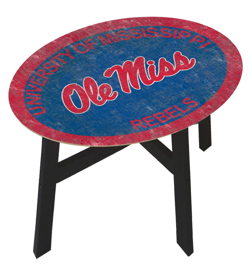 Ole Miss Rebels Color Logo Wood Side Table