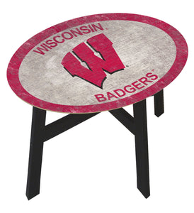 Wisconsin Badgers Color Logo Wood Side Table