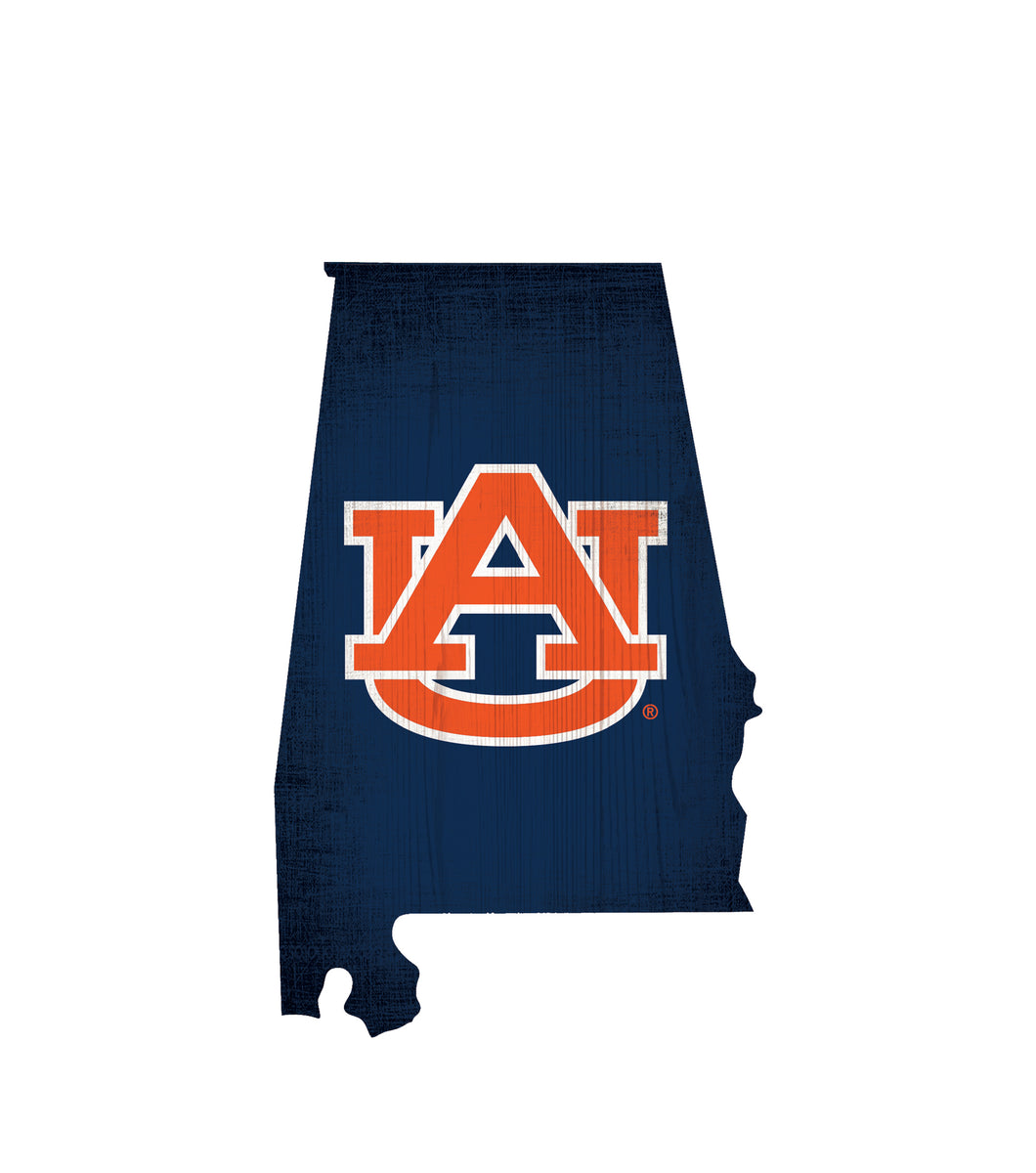 Auburn Tigers State Wood Sign