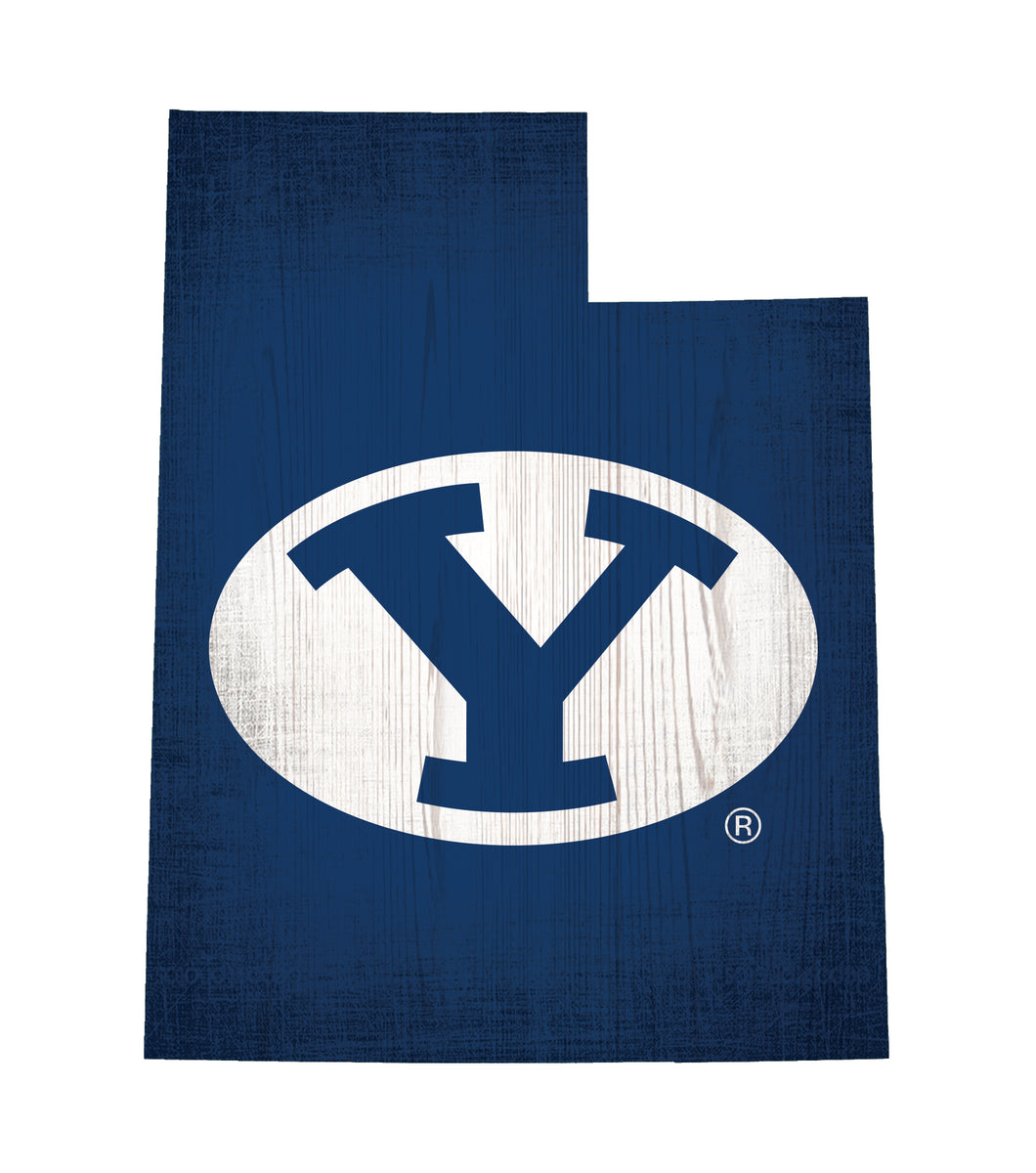 BYU Cougars State Wood Sign