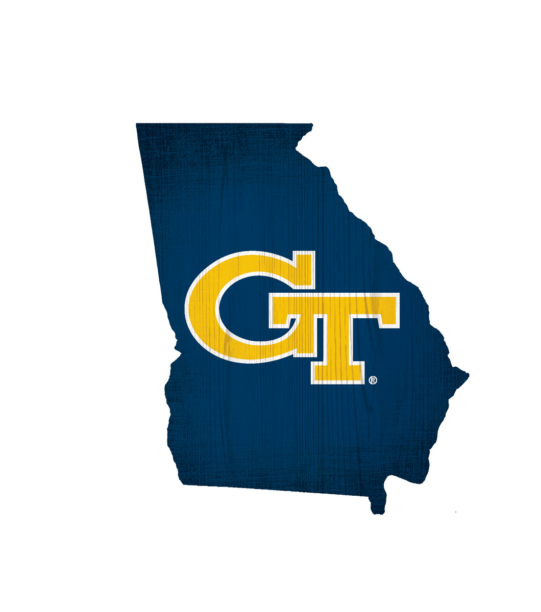 Georgia Tech Yellow Jackets State Wood Sign