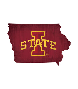 Iowa State Cyclones State Wood Sign