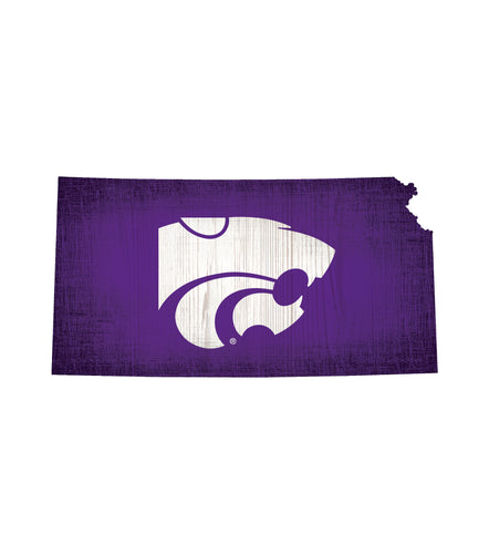 Kansas State Wildcats State Wood Sign