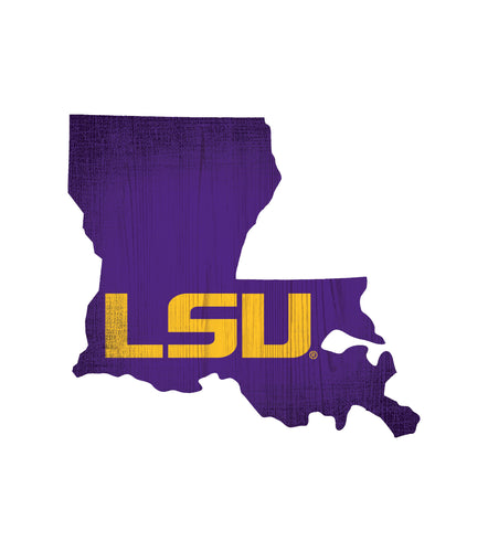 LSU Tigers State Wood Sign