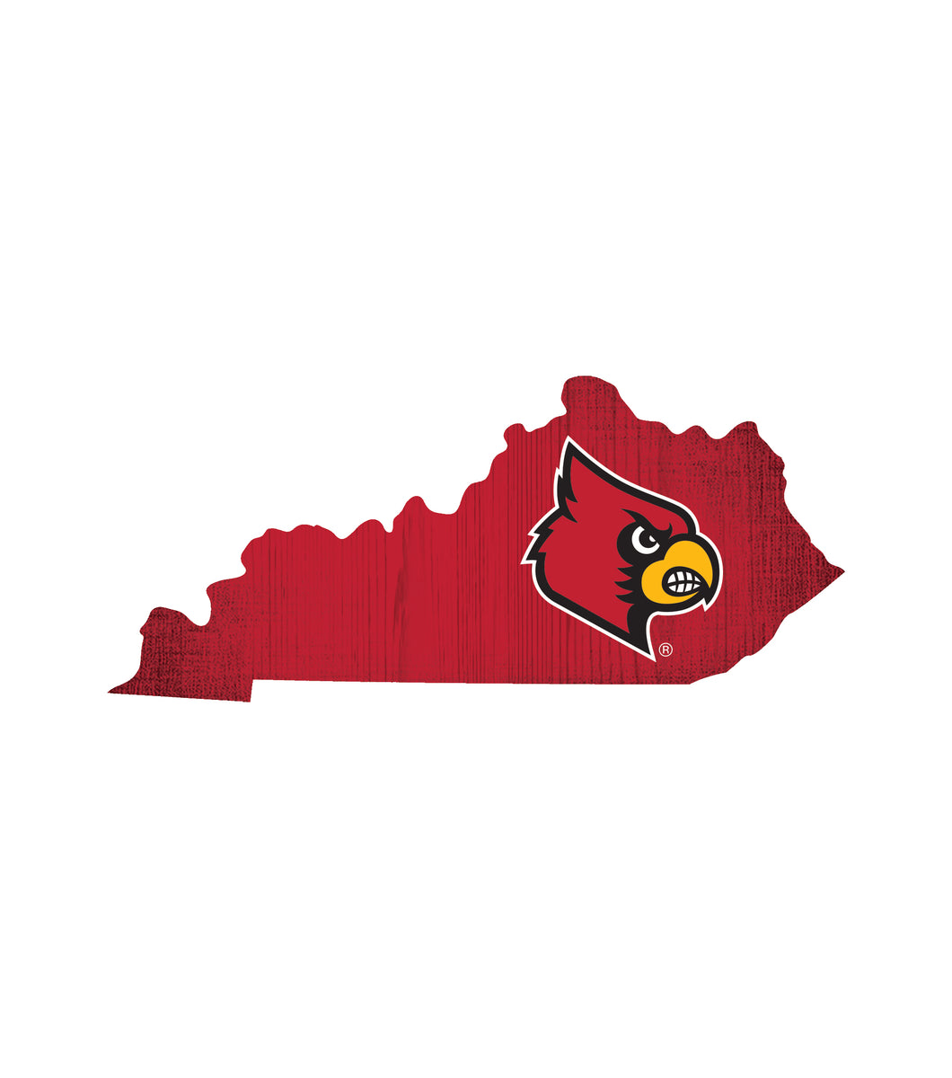 Louisville Cardinals State Wood Sign