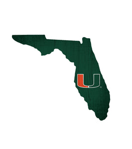 Miami Hurricanes State Wood Sign