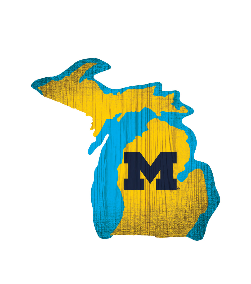Michigan Wolverines State Wood Sign
