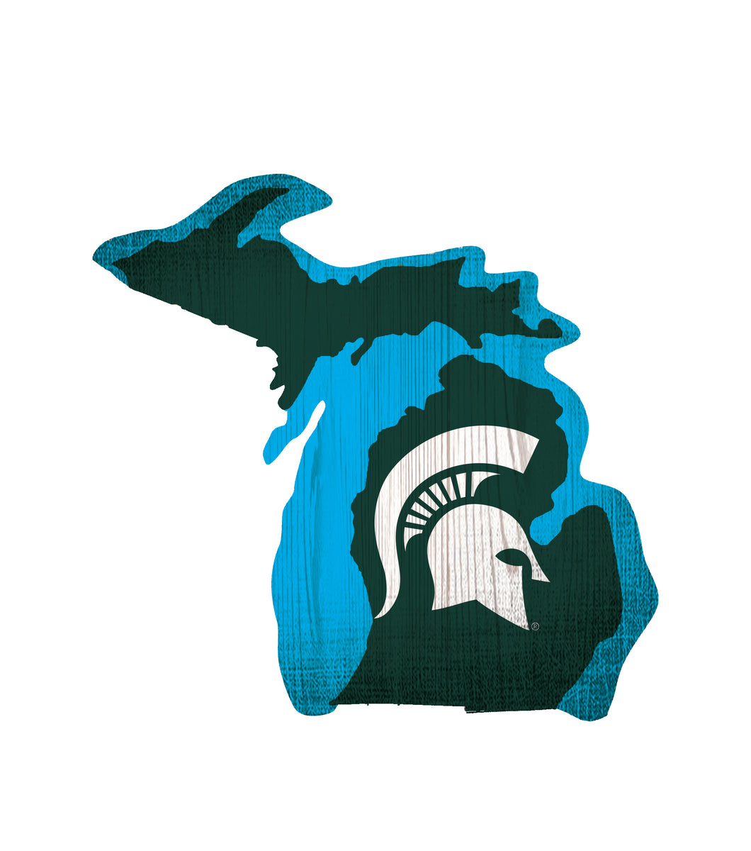 Michigan State Spartans State Wood Sign