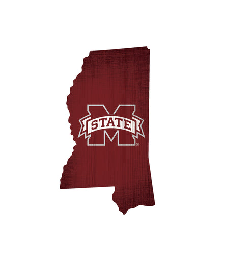 Mississippi State Bulldogs State Wood Sign