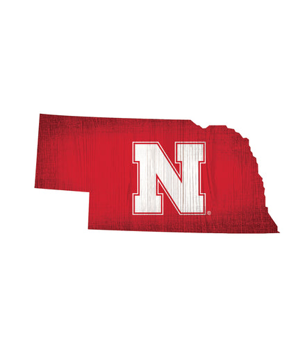 Nebraska Cornhuskers State Wood Sign