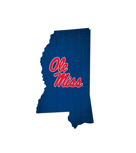 Ole Miss Rebels State Wood Sign