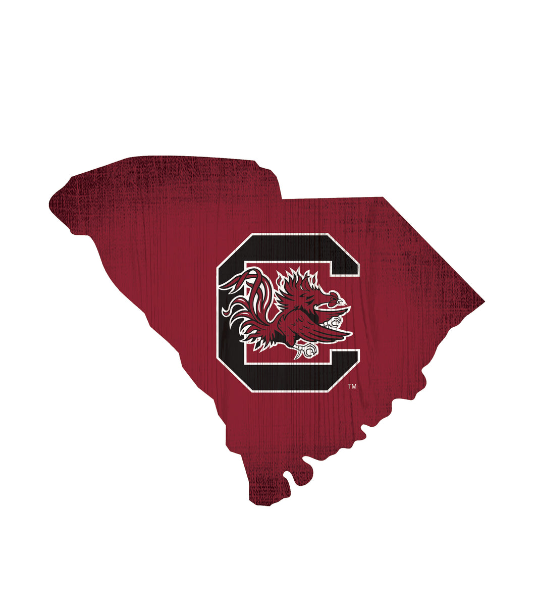 South Carolina Gamecocks State Wood Sign