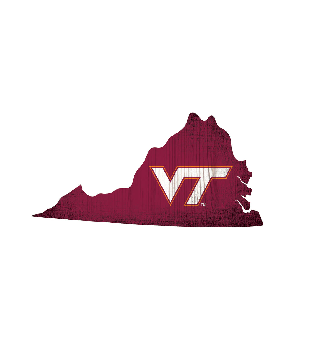 Virginia Tech Hokies State Wood Sign