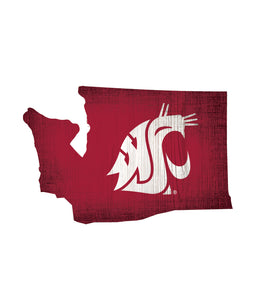 Washington State Cougars State Wood Sign