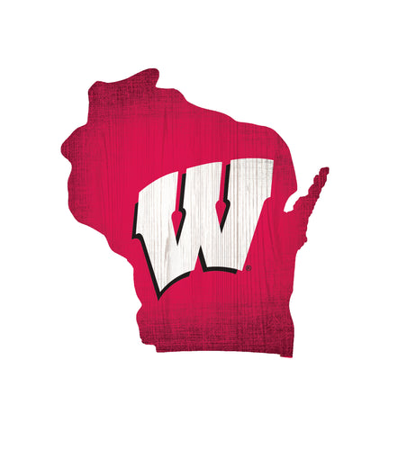Wisconsin Badgers State Wood Sign