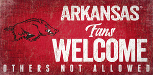 Arkansas Razorbacks Fans Welcome Wood Sign