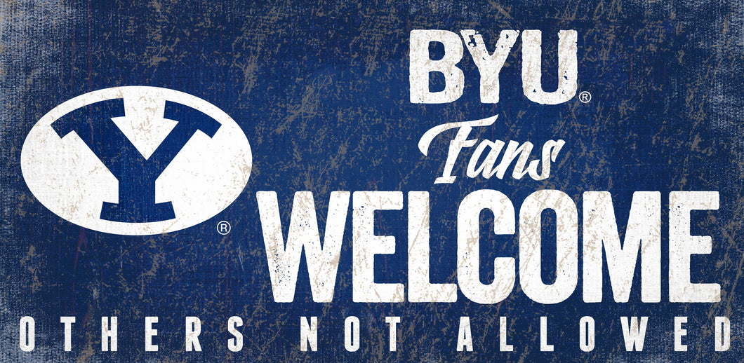 BYU Couagars Fans Welcome Wood Sign