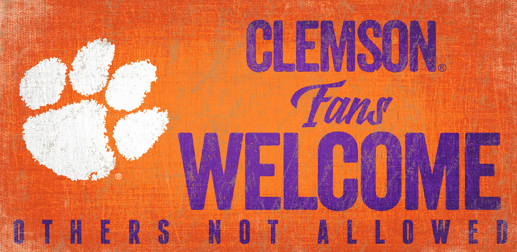 Clemson Tigers Fans Welcome Wood Sign 