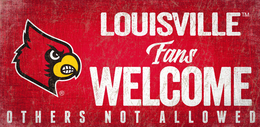Louisville Cardinals Fans Welcome Wood Sign