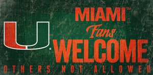 Miami Hurricanes Fans Welcome Wood Sign 