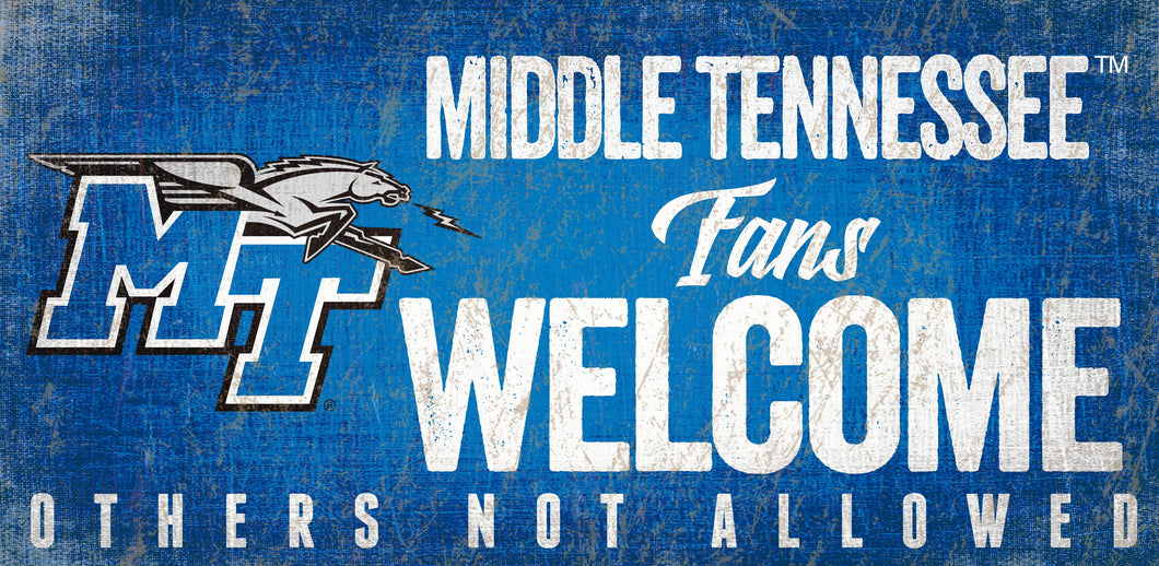 Middle Tennessee State Blue Raiders Fans Welcome Wood Sign