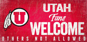 Utah Utes Fans Welcome Wood Sign - 12" x 6"