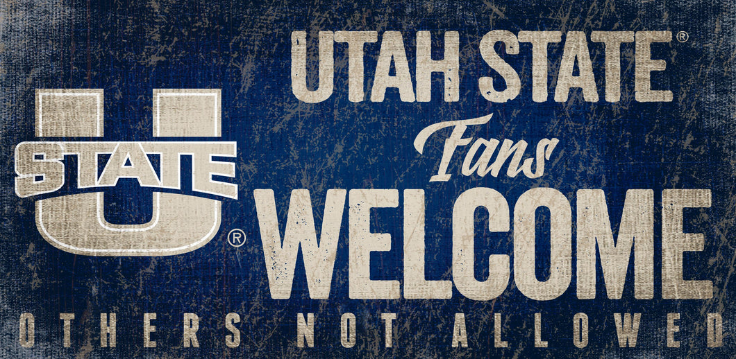 Utah State Aggies Fans Welcome Wood Sign