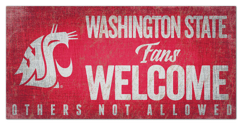 Washington State Cougars Fans Welcome Wood Sign