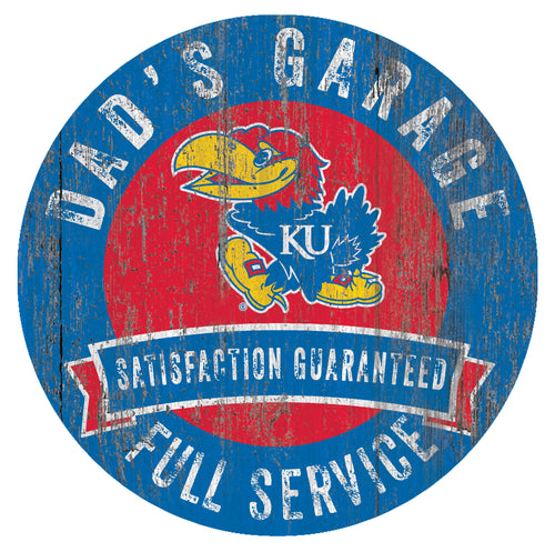 Kansas Jayhawks Dad's Garage Sign