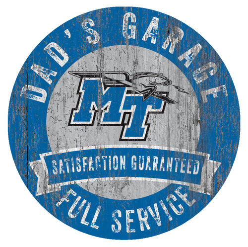 Middle Tennessee State Blue Raiders Dad's Garage Sign