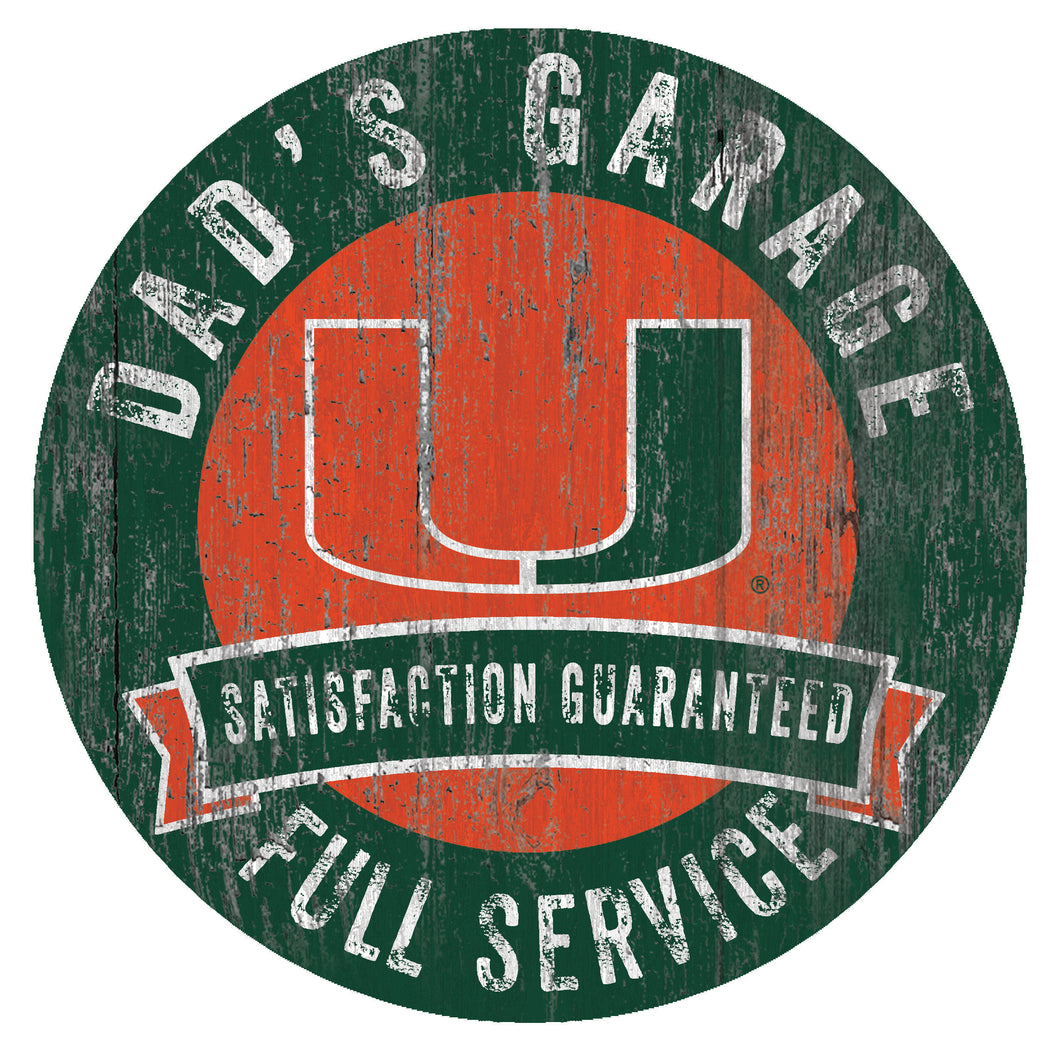 Miami Hurricanes Dad's Garage Sign