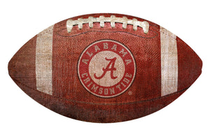 NCAA football fan gear Alabama Crimson Tide football-shaped wood sign from Sports Fanz