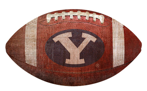 BYU Cougars Football Shaped Sign Wood Sign
