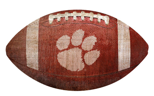 Clemson Tigers Football Shaped Sign Wood Sign