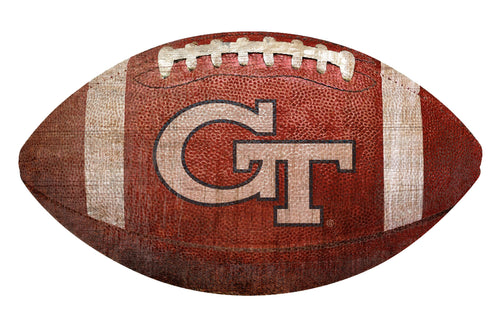 Georgia Tech Yellow Jackets Football Shaped Sign Wood Sign