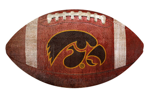 Iowa Hawkeyes Football Shaped Sign Wood Sign - 12