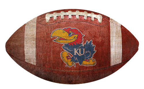 Kansas Jayhawks Football Shaped Sign Wood Sign