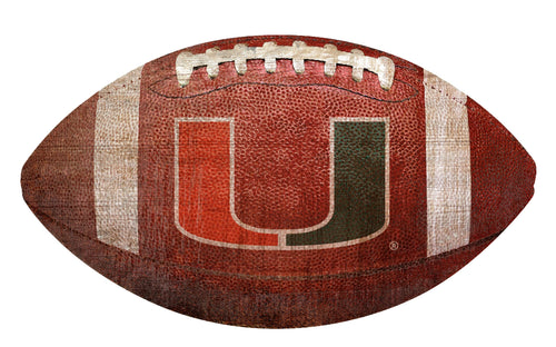 Miami Hurricanes Football Shaped Sign Wood Sign