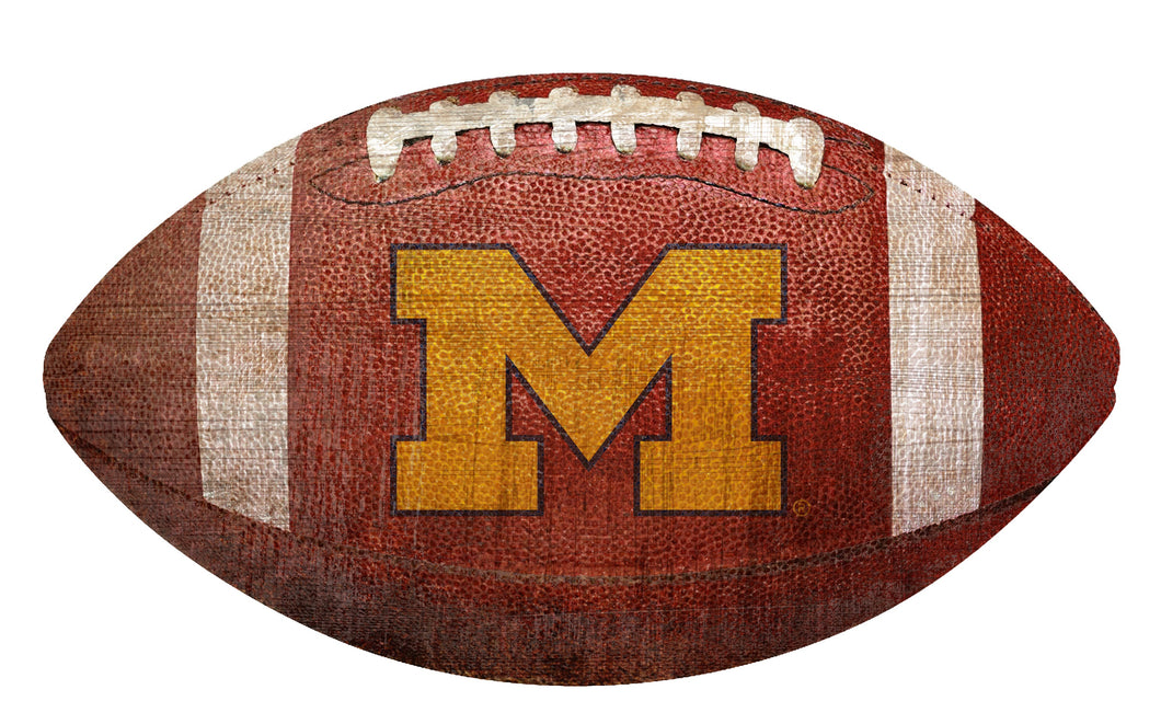 Michigan Wolverines Football Shaped Sign Wood Sign 