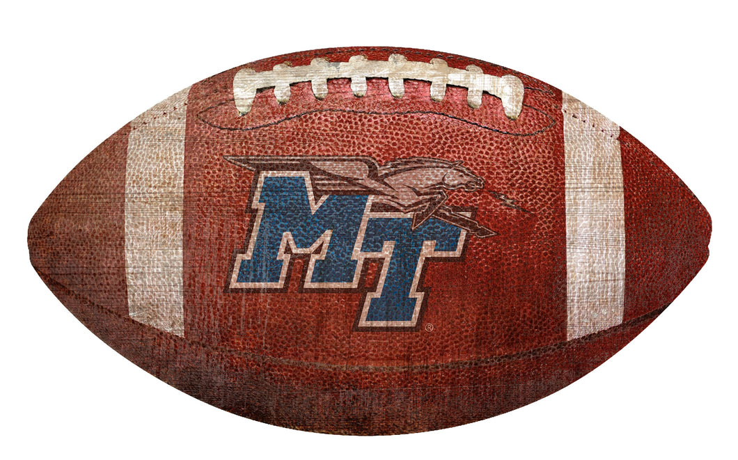 Middle Tennessee State  Blue Raiders Football Shaped Sign Wood Sign 