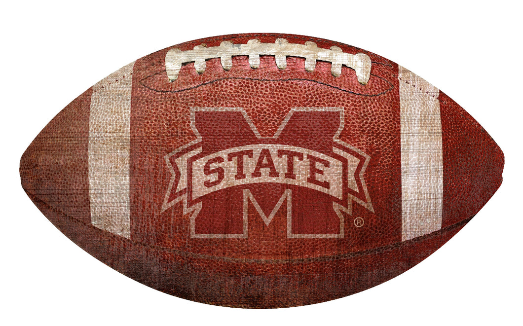Mississippi State Bulldogs Football Shaped Sign Wood Sign