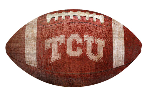 TCU Horned Frogs Football Shaped Sign Wood Sign