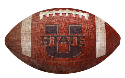 Utah State Aggies Football Shaped Sign Wood Sign 