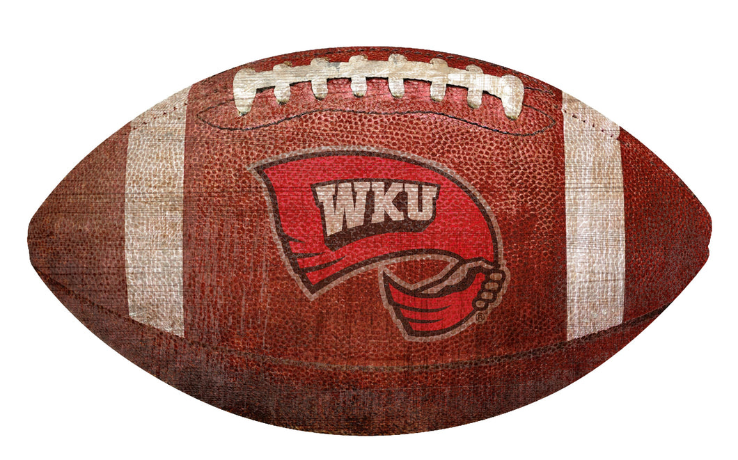 Western Kentucky Hilltoppers Football Shaped Sign Wood Sign
