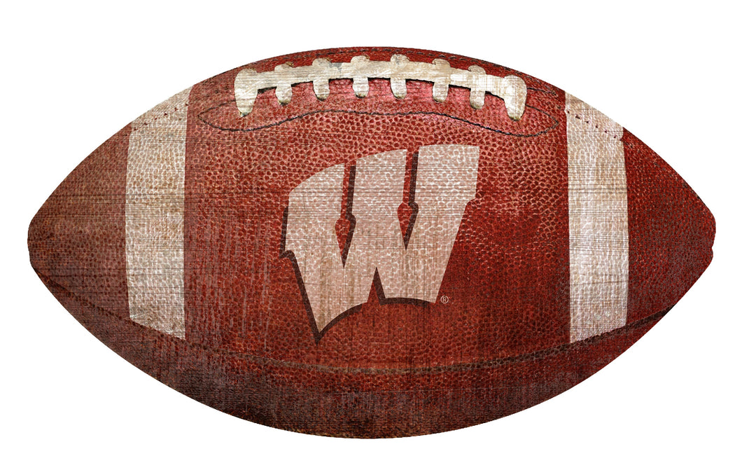 Wisconsin Badgers Football Shaped Sign Wood Sign