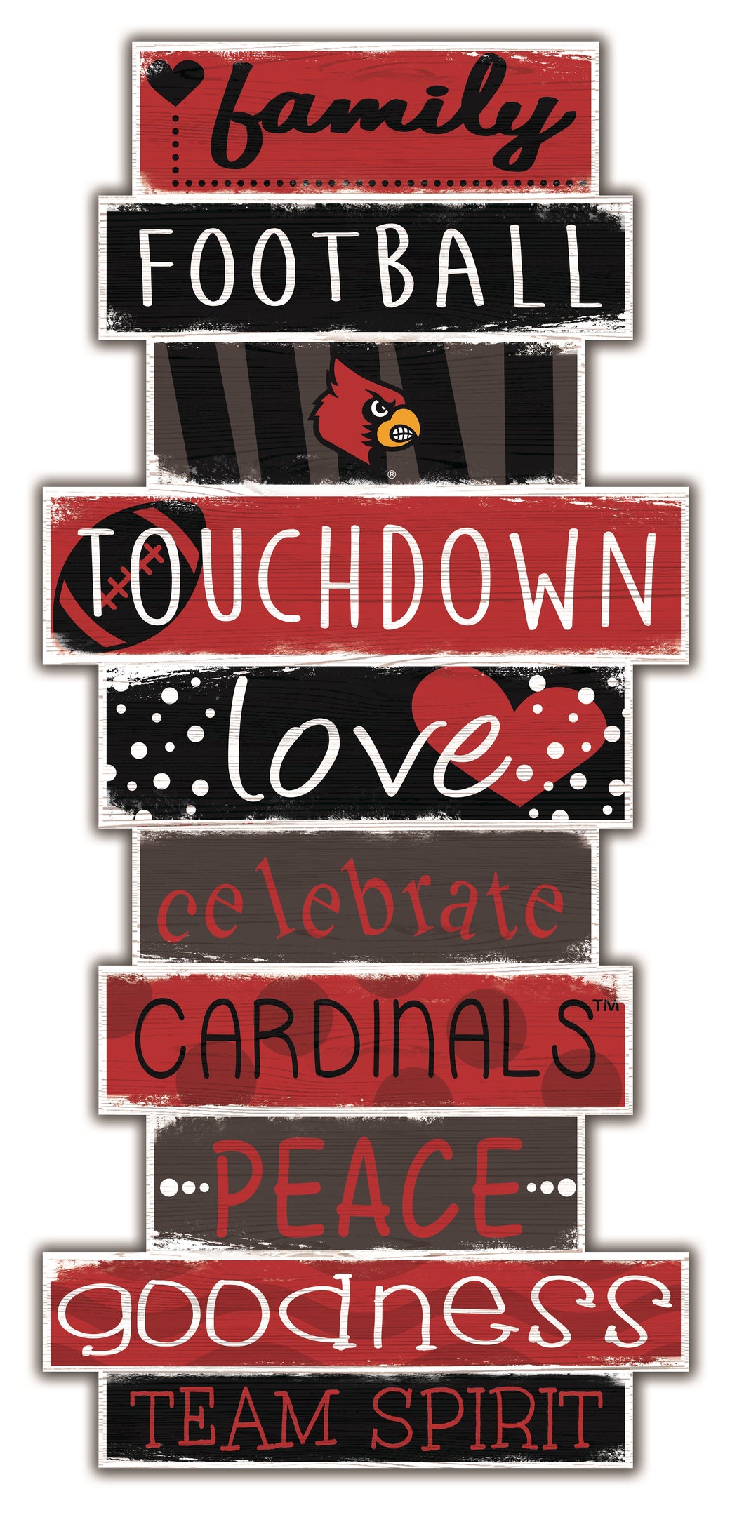 Louisville Cardinals Celebrations Stack Wood Sign -24
