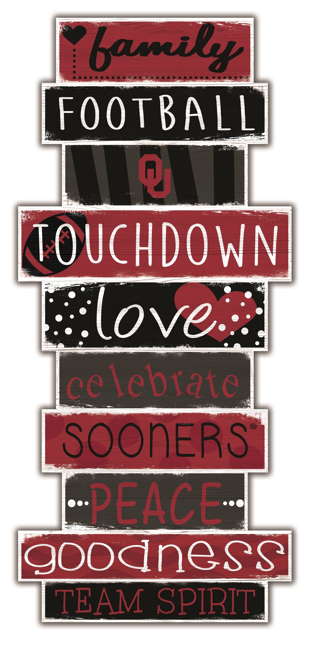 Oklahoma Sooners Celebrations Stack Wood Sign -24